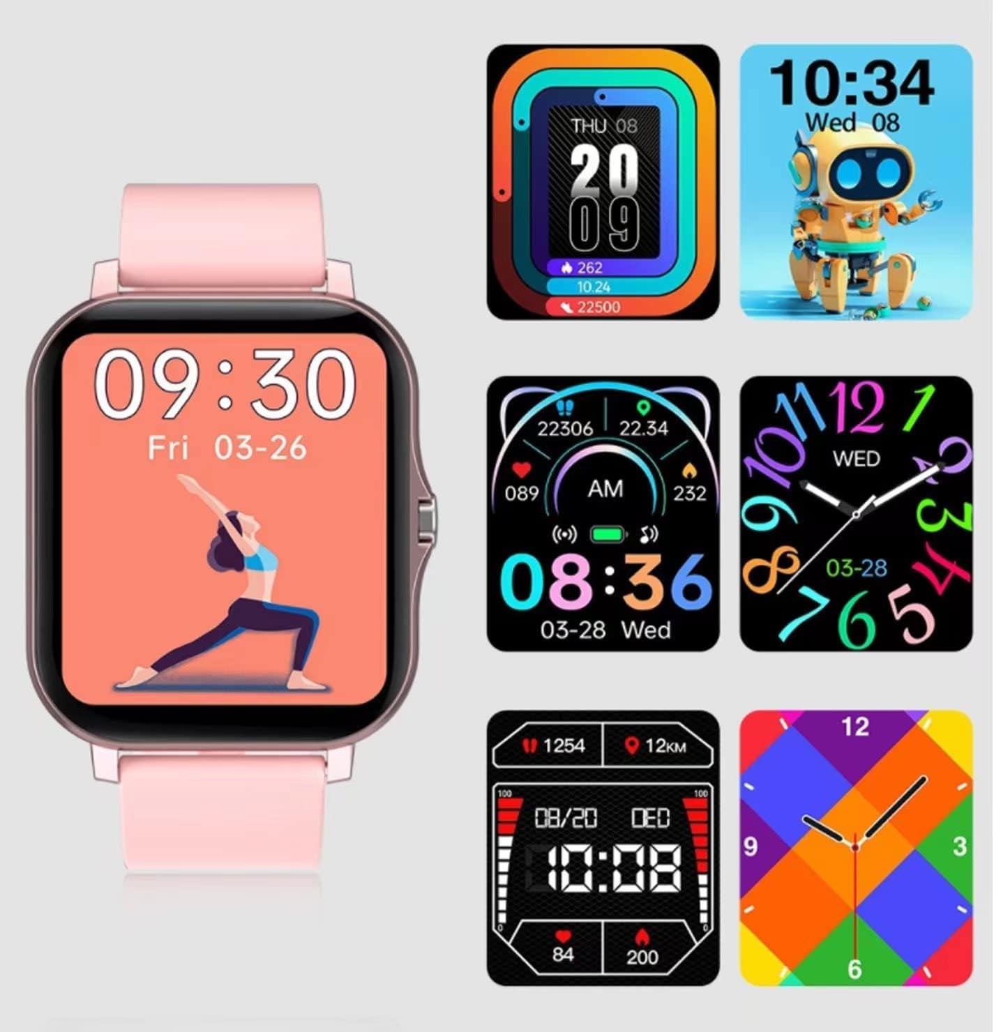 PulseSync™ Smart Watch Fitness Tracker for Andoird/IOS - Monitors IP68, Heart Rate/Blood Oxygen/Sleep - 1.69-Inch Display for Men and Women (Rose Gold)