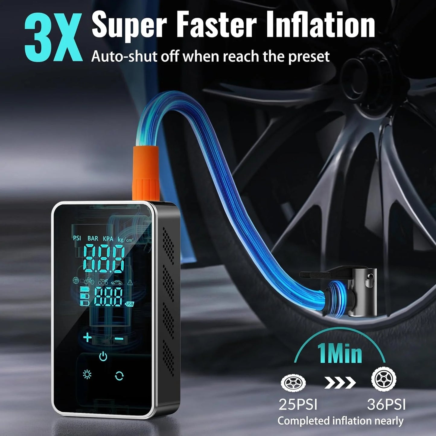 Vortex Pump Portable Air Compressor - 150 PSI with Touch Screen