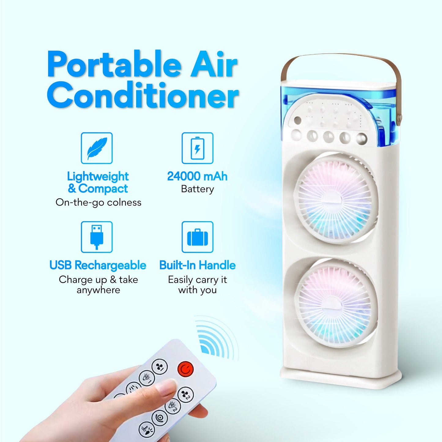Mist Motion™ Dual Head Mist Fan, 5-Hole Cooling with Auto Oscillation