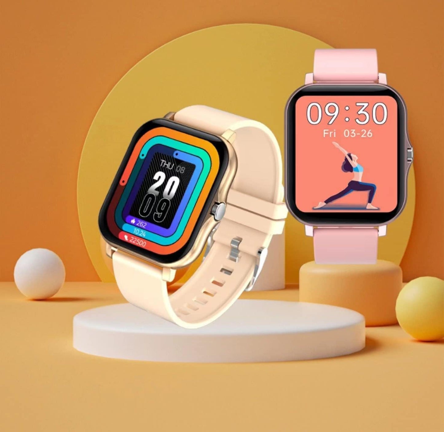 PulseSync™ Smart Watch Fitness Tracker for Andoird/IOS - Monitors IP68, Heart Rate/Blood Oxygen/Sleep - 1.69-Inch Display for Men and Women (Rose Gold)