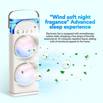 Mist Motion™ Dual Head Mist Fan, 5-Hole Cooling with Auto Oscillation