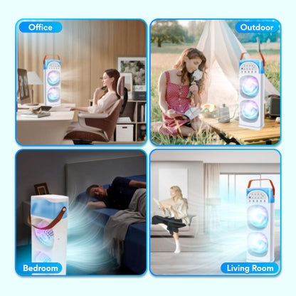 Mist Motion™ Dual Head Mist Fan, 5-Hole Cooling with Auto Oscillation