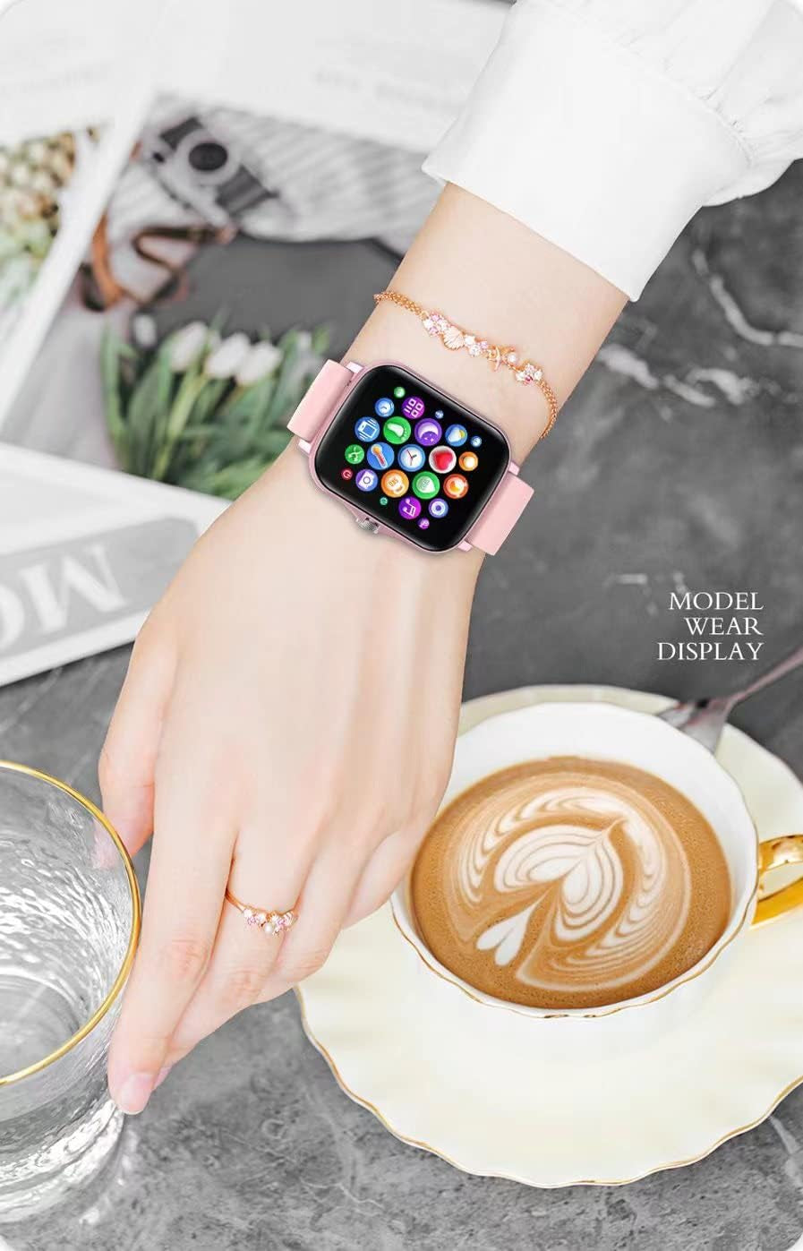 PulseSync™ Smart Watch Fitness Tracker for Andoird/IOS - Monitors  IP68, Heart Rate/Blood Oxygen/Sleep - 1.69-Inch Display for Men and Women (Rose Gold)